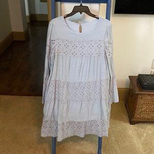 Blue babydoll dress with bell sleeves